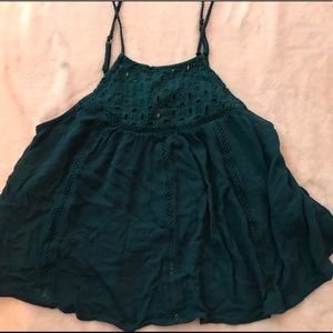 Teal Aeropostale Eyelet Crop Top Size S